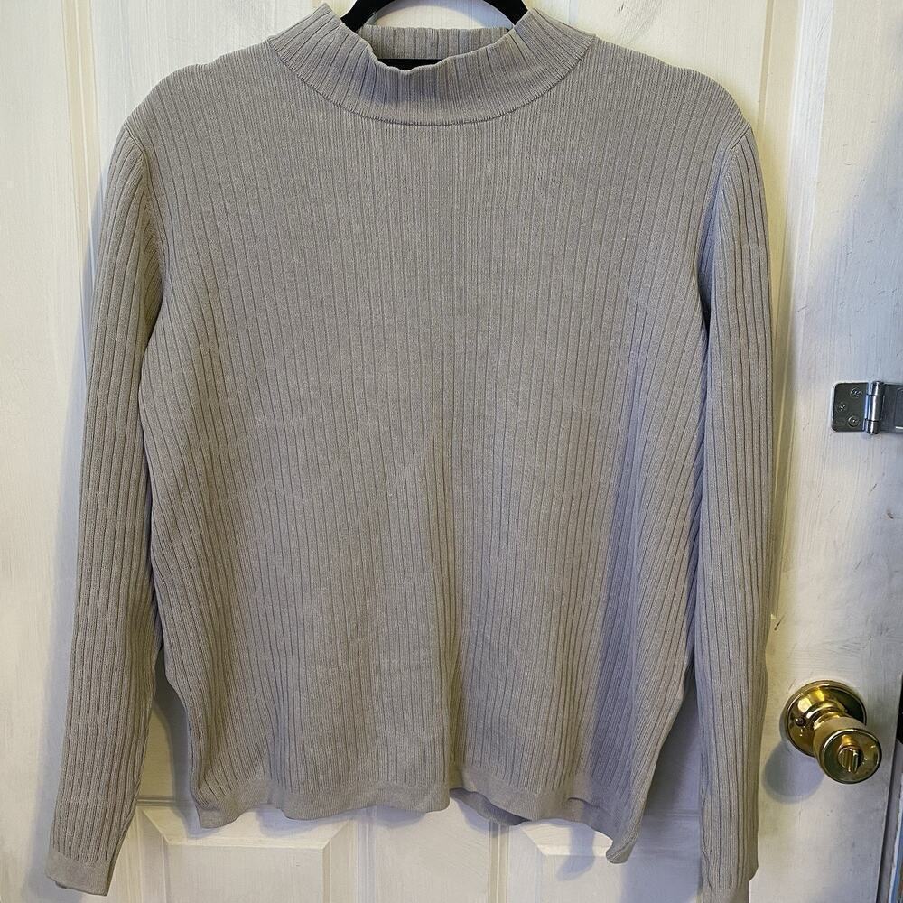 Quite Luxury Sweater Women Sz L Ripped Knit Cowl Neck Silk Nylon Gray Appleseeds